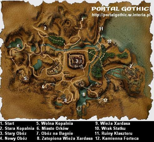 Mapa Górniczej Doliny gry Gothic #Gothic