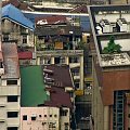 widok z wieży TV (Menara Kuala Lumpur) na hotelik Travellers Home, gdzie mieszkałem