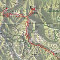 Mapka trasy rowerowej w Gorcach - Przeł. Knurowska - Turbacz #góry #rower #mapa #gorce