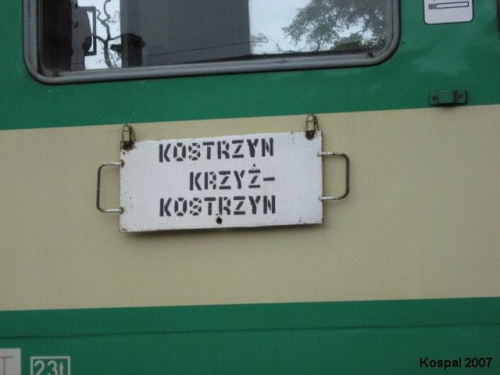 tablica kierunkowa pociągu osobowego Kostrzyn - Krzyż - Kostrzyn